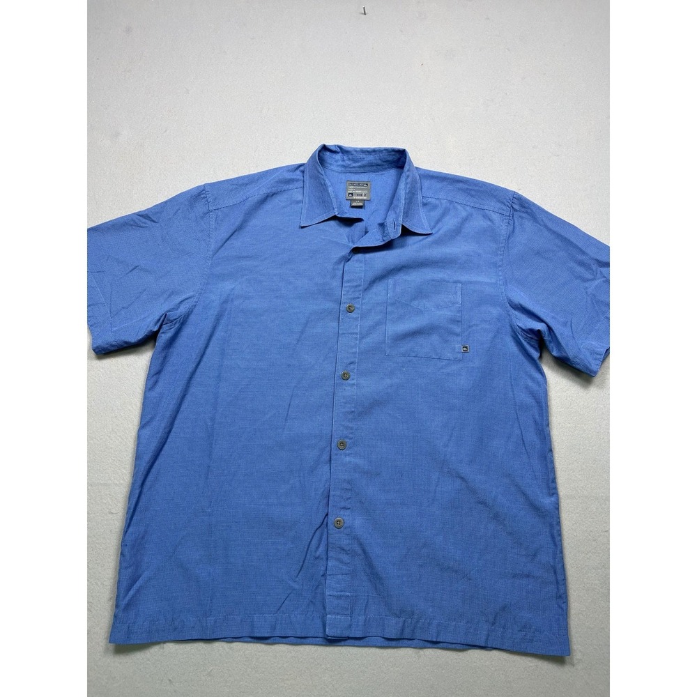 Quiksilver‎ Button Down Shirt Woven Blue Micro Check Large Mens